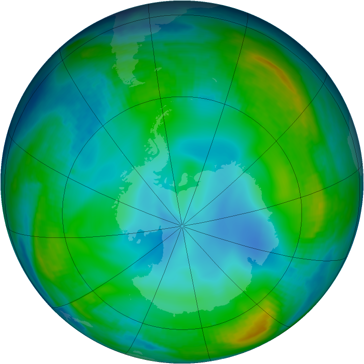 Antarctic ozone map for 26 June 1999